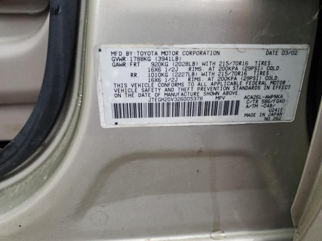 Photo 10 from auction – 2002 TOYOTA RAV4 with VIN JTEGH20V326005378