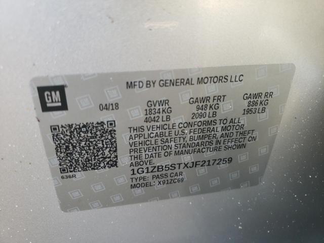 Photo 10 from auction – 2018 CHEVROLET MALIBU LS with VIN 1G1ZB5STXJF217259
