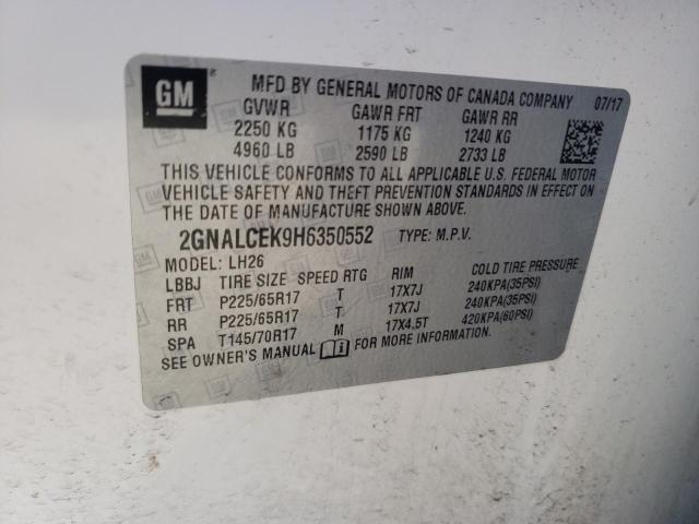 Photo 10 from auction – 2017 CHEVROLET EQUINOX LT with VIN 2GNALCEK9H6350552