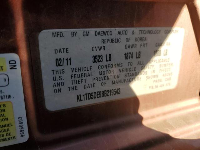 Photo 10 from auction – 2011 CHEVROLET AVEO LS with VIN KL1TD5DE9BB219543