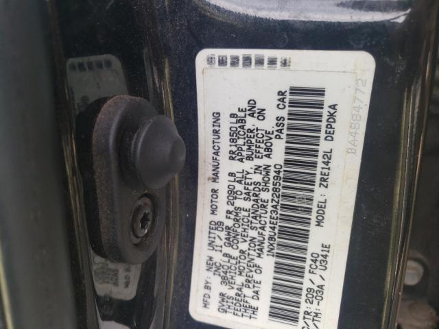 Photo 10 from auction – 2010 TOYOTA COROLLA BA with VIN 1NXBU4EE3AZ285940