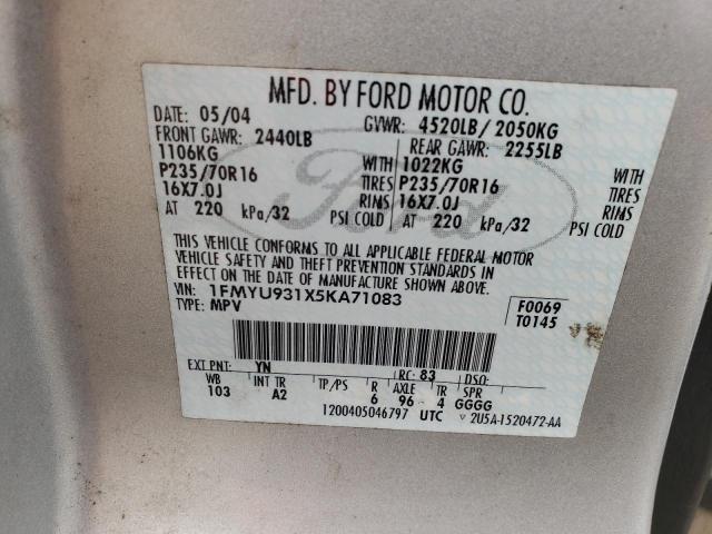 Photo 10 from auction – 2005 FORD ESCAPE XLT with VIN 1FMYU931X5KA71083