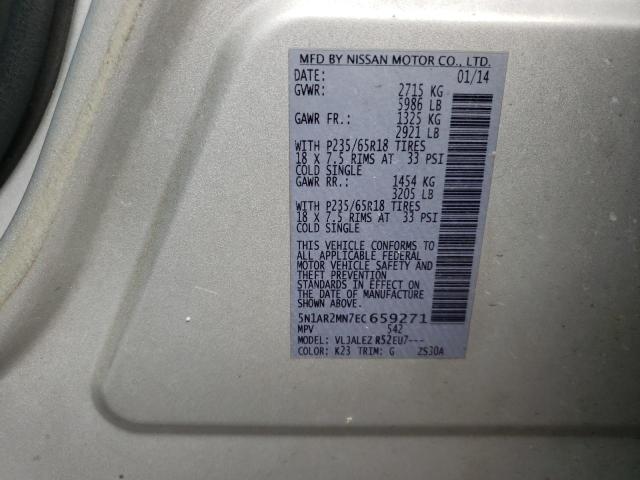 Photo 10 from auction – 2014 NISSAN PATHFINDER with VIN 5N1AR2MN7EC659271