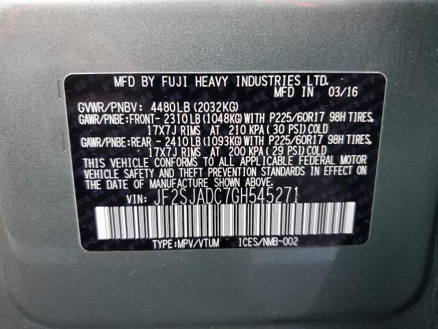 Photo 10 from auction – 2016 SUBARU FORESTER 2 with VIN JF2SJADC7GH545271