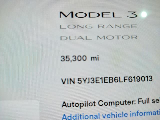 Photo 8 from auction – 2020 TESLA MODEL 3 with VIN 5YJ3E1EB6LF619013