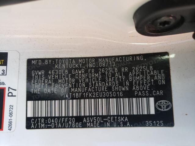 Photo 10 from auction – 2014 TOYOTA CAMRY L with VIN 4T1BF1FK2EU305016