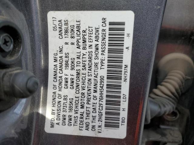 Photo 10 from auction – 2017 HONDA CIVIC EX with VIN 2HGFC2F76HH542990