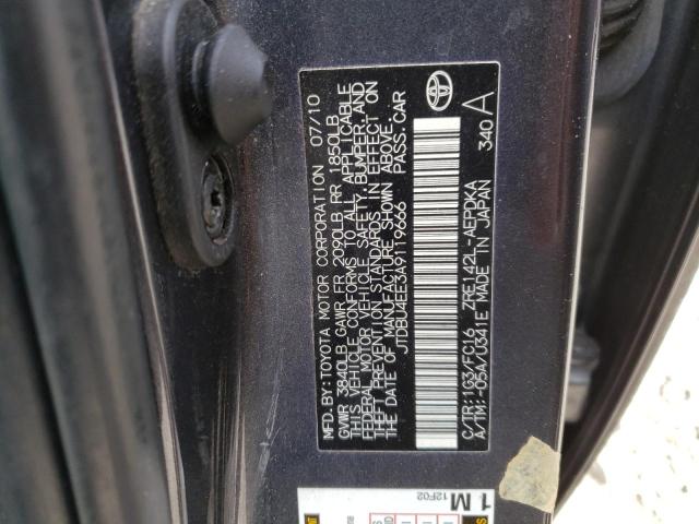 Photo 10 from auction – 2010 TOYOTA COROLLA BA with VIN JTDBU4EE3A9119666
