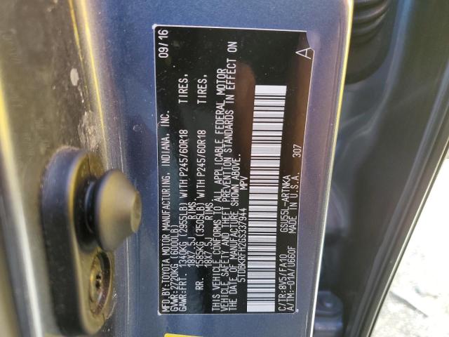Photo 10 from auction – 2016 TOYOTA HIGHLANDER with VIN 5TDBKRFH2GS337944