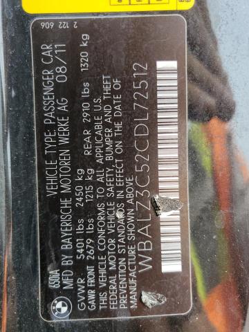 Photo 10 from auction – 2012 BMW 650 I with VIN WBALZ3C52CDL72512