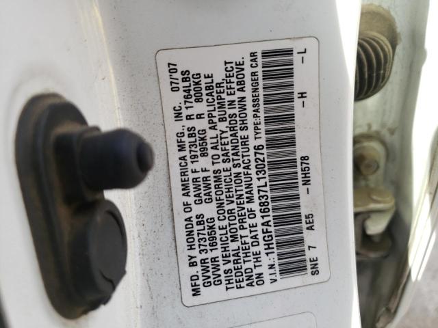 Photo 10 from auction – 2007 HONDA CIVIC EX with VIN 1HGFA16837L130276