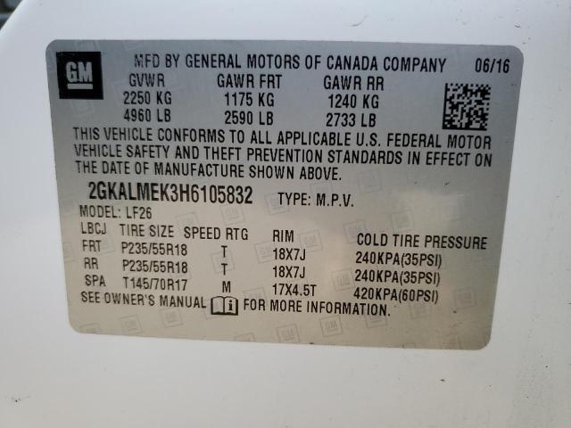 Photo 10 from auction – 2017 GMC TERRAIN SL with VIN 2GKALMEK3H6105832