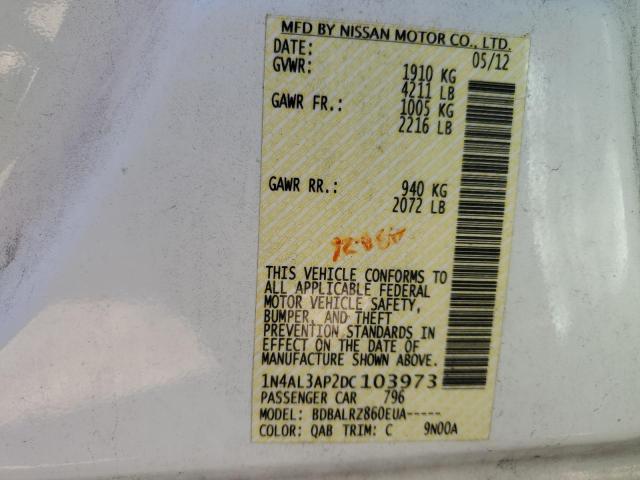 Photo 10 from auction – 2013 NISSAN ALTIMA 2.5 with VIN 1N4AL3AP2DC103973