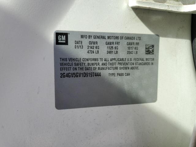 Photo 10 from auction – 2013 BUICK REGAL GS with VIN 2G4GV5GV1D9197444