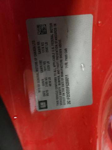 Photo 10 from auction – 2015 CHEVROLET CAMARO LT with VIN 2G1FD3D35F9269011