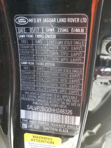 Photo 10 from auction – 2017 LAND ROVER RANGE ROVE with VIN SALVP2BG0HH248326