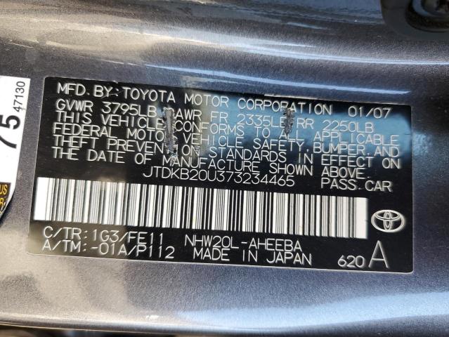 Photo 10 from auction – 2007 TOYOTA PRIUS with VIN JTDKB20U373234465