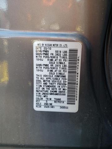 Photo 10 from auction – 2010 INFINITI FX35 with VIN JN8AS1MW6AM855089