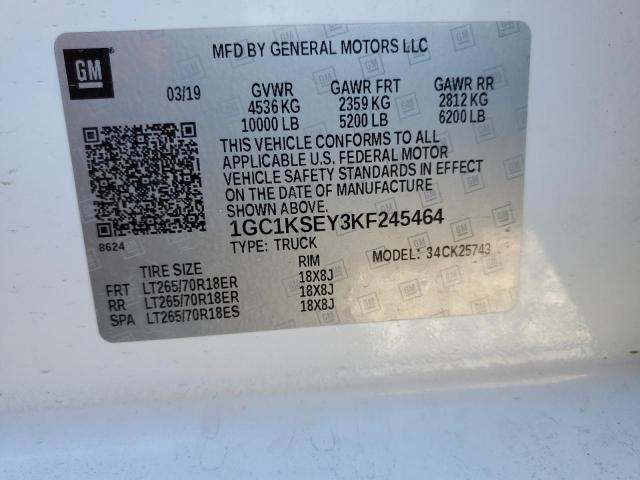 Photo 10 from auction – 2019 CHEVROLET SILVERADO with VIN 1GC1KSEY3KF245464