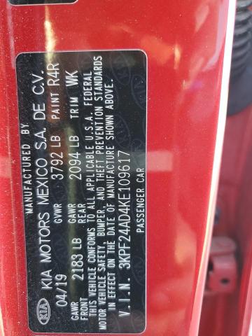 Photo 10 from auction – 2019 KIA FORTE FE with VIN 3KPF24AD4KE109617