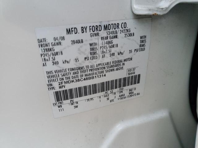 Photo 10 from auction – 2008 FORD EDGE SEL with VIN 2FMDK38C48BB11314