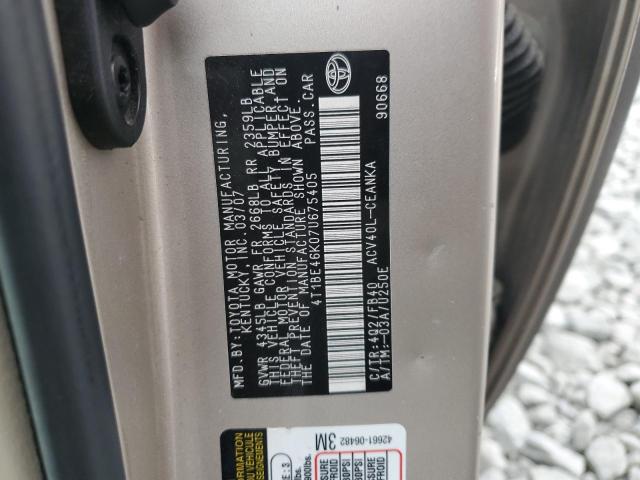 Photo 10 from auction – 2007 TOYOTA CAMRY CE with VIN 4T1BE46K07U675405
