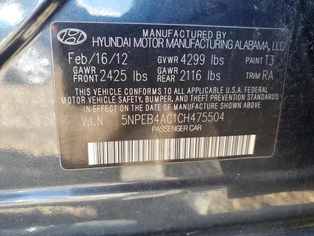 Photo 10 from auction – 2012 HYUNDAI SONATA GLS with VIN 5NPEB4AC1CH475504
