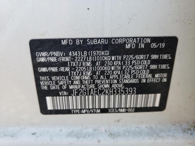 Photo 10 from auction – 2019 SUBARU CROSSTREK with VIN JF2GTAEC2KH335393