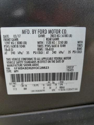Photo 10 from auction – 2017 FORD EXPLORER X with VIN 1FM5K8D82HGC28823