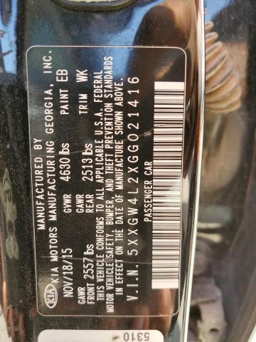 Photo 10 from auction – 2016 KIA OPTIMA SX with VIN 5XXGW4L2XGG021416