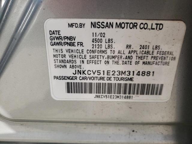 Photo 10 from auction – 2003 INFINITI G35 with VIN JNKCV51E23M314881
