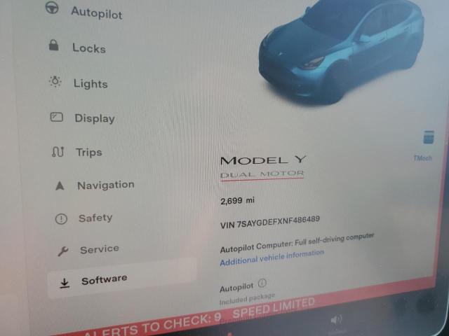 Photo 8 from auction – 2022 TESLA MODEL Y with VIN 7SAYGDEFXNF486489