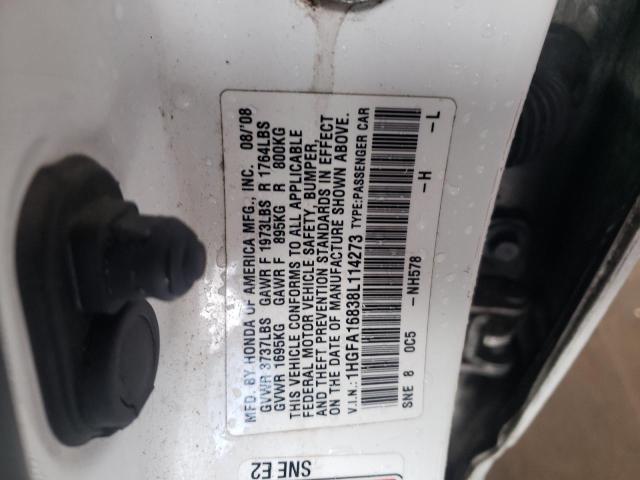 Photo 10 from auction – 2008 HONDA CIVIC EX with VIN 1HGFA16838L114273