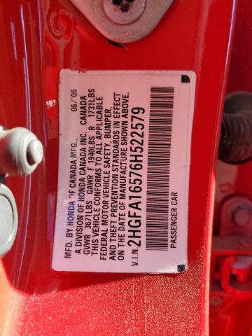 Photo 10 from auction – 2006 HONDA CIVIC LX with VIN 2HGFA16576H522579