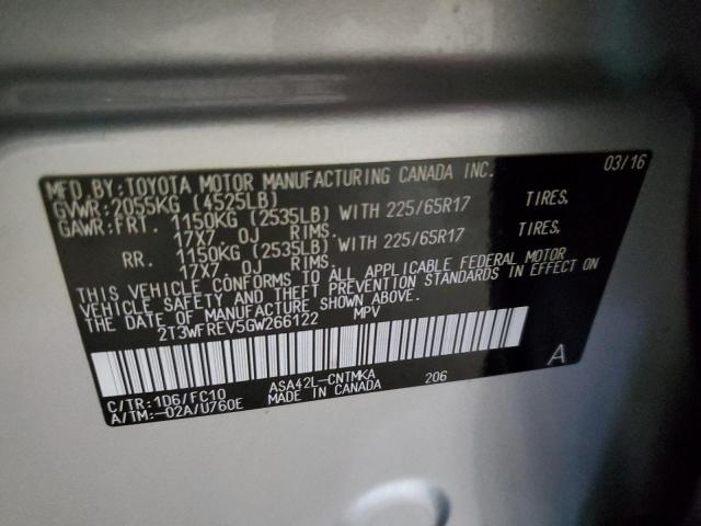 Photo 10 from auction – 2016 TOYOTA RAV4 XLE with VIN 2T3WFREV5GW266122