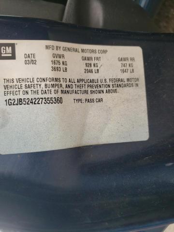 Photo 10 from auction – 2002 PONTIAC SUNFIRE SE with VIN 1G2JB524227355360