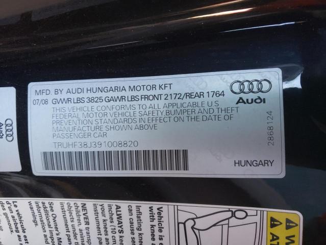 Photo 10 from auction – 2009 AUDI TT with VIN TRUHF38J391008820