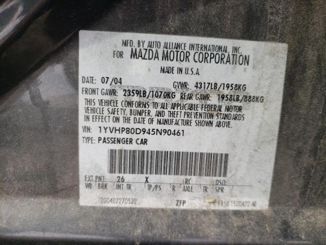 Фото 10 с аукциона – 2004 MAZDA 6 S с VIN 1YVHP80D945N90461