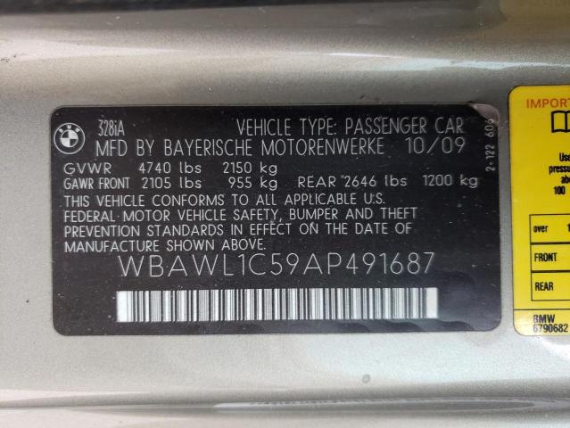 Photo 10 from auction – 2010 BMW 328 I with VIN WBAWL1C59AP491687