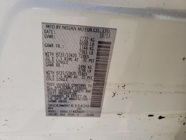Photo 10 from auction – 2014 NISSAN PATHFINDER with VIN 5N1CR2MN9EC635420