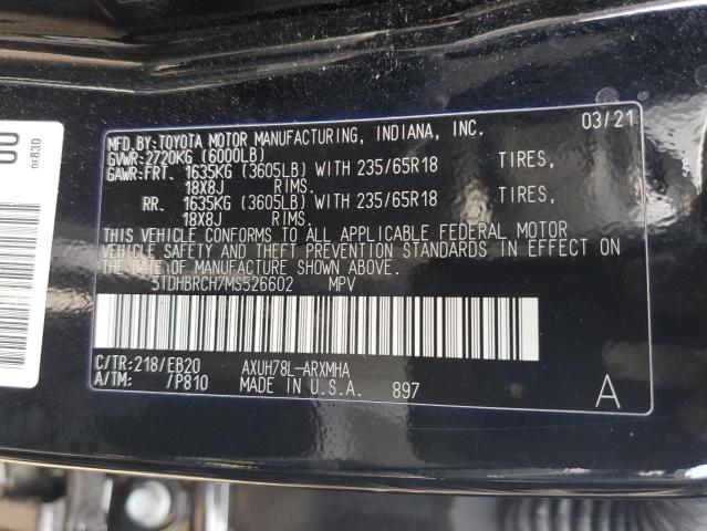 Photo 10 from auction – 2021 TOYOTA HIGHLANDER with VIN 5TDHBRCH7MS526602