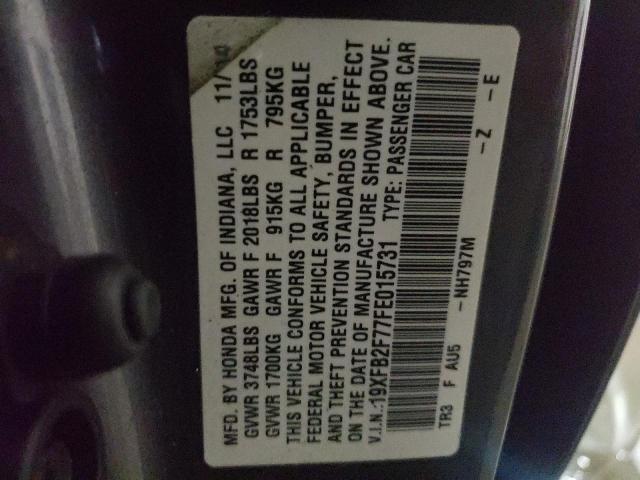 Photo 10 from auction – 2015 HONDA CIVIC SE with VIN 19XFB2F77FE015731