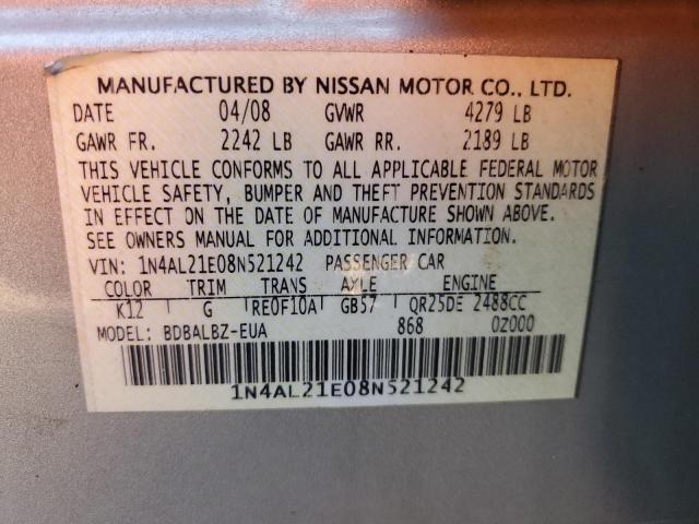 Photo 10 from auction – 2008 NISSAN ALTIMA 2.5 with VIN 1N4AL21E08N521242