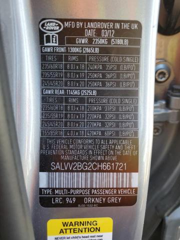 Photo 10 from auction – 2012 LAND ROVER RANGE ROVE with VIN SALVV2BG2CH661721