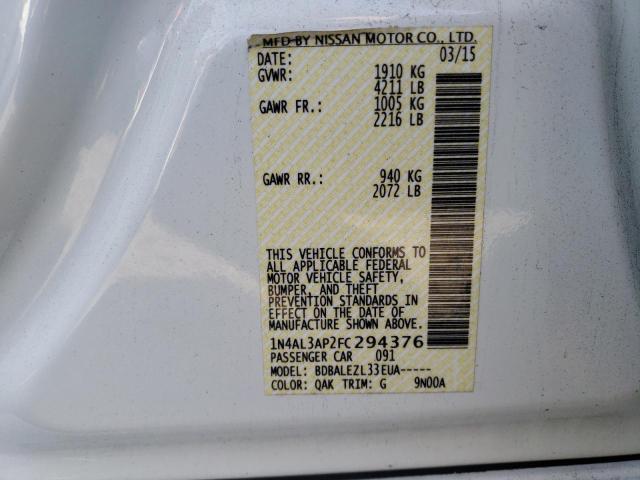 Photo 10 from auction – 2015 NISSAN ALTIMA 2.5 with VIN 1N4AL3AP2FC294376