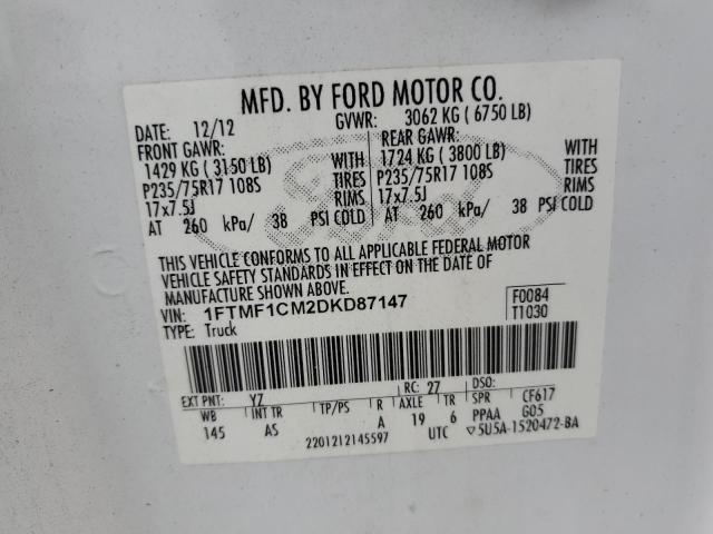 Photo 10 from auction – 2013 FORD F150 with VIN 1FTMF1CM2DKD87147