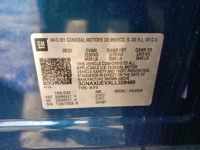 Photo 10 from auction – 2020 CHEVROLET EQUINOX LT with VIN 3GNAXUEVXLL328469
