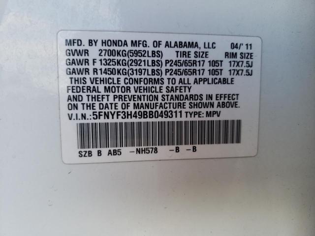 Photo 10 from auction – 2011 HONDA PILOT EX with VIN 5FNYF3H49BB049311