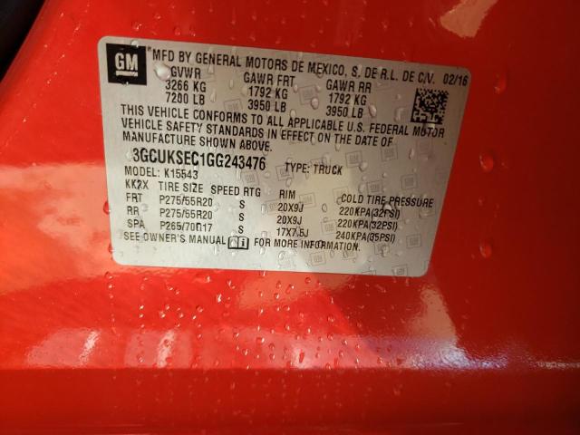 Photo 10 from auction – 2016 CHEVROLET SILVERADO with VIN 3GCUKSEC1GG243476