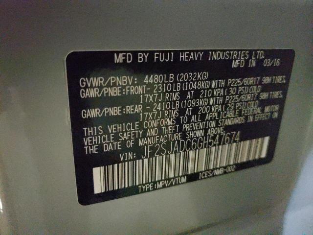 Photo 10 from auction – 2016 SUBARU FORESTER 2 with VIN JF2SJADC6GH547674